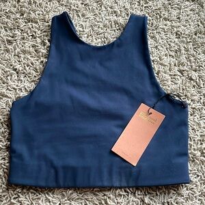Girlfriend Collective athletic crop tank top, medium, navy blue